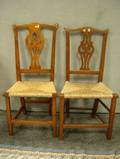 Two Country Chippendale Birch Side Chairs
