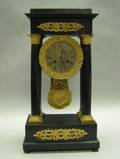 Charles X Ormolu Mounted Black Lacquered Portico Clock