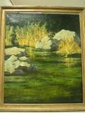 Framed Oil of a Mill Stream