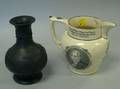 Wedgwood Basalt Vase and a Small Liverpool Creamware WashingtonLafayette Pitcher