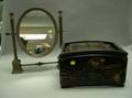 Japanese Black Lacquer Jewelry Box and a Neoclassical Brass Dressing Mirror