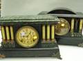 Seth Thomas and Ingraham Metal Mounted Faux Marble Mantel Clocks