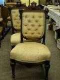 Pair of Renaissance Revival Upholstered Carved Inlaid Rosewood Parlor Side Chairs