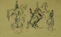 Framed Work on Paper of Horsemen