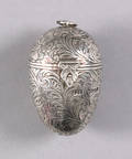 English silver egg form needle and thread case 18751876