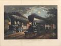 Currier  Ives publishers American 18571907 THE LIGHTNING EXPRESS TRAINS Leaving the Junction
