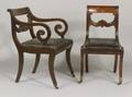 Set of Six Classical Carved Mahogany Veneer Side Chairs and Matching Armchair