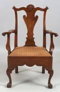 Chippendale Walnut Carved Commode Armchair