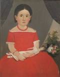 Attributed to William W Kennedy New Hampshire Massachusetts Maryland 18181870 Portrait of a Girl in a Red Dress