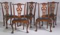 Set of Five Chippendale Mahogany Carved Side Chairs
