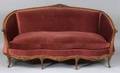 Louis XVstyle Walnut and Red Velvet Upholstered Canape