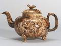 Staffordshire Brown Tortoiseshell Glazed Creamware Teapot and Cover