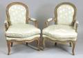 Pair of Louis XV Style Painted Beechwood Fauteuils en Cabriolet