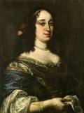 Continental School 18th Century Style Portrait of an Elegant Lady in a Blue Gown with Pearls and Holding Sheet Music