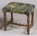 Baroquestyle Oak Leather Upholstered Stool