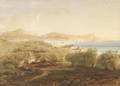 Joseph Fricero French fl 18301865 Figures Seated in a Landscape Before a Panoramic Coastal View