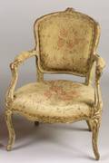 Italian Rococo Giltwood Needlepoint Upholstered Armchair
