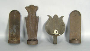 Four tin sconces