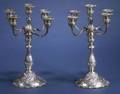 Pair of Dominick  Haff Sterling Convertible Five Light Rococo Revival Candleabra