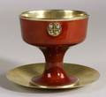 Swiss Enamel Stoneset and Silver Gilt Chalice and Underplate