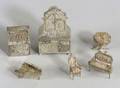 Fifteen Pieces of Miniature Silver Furniture