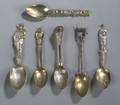 Six Sterling Mining Themed Souvenir Spoons