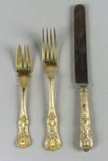 Edward VII Goldwashed Silver Partial Flatware Service for Twelve