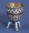 Small Russian Silver Gilt and Plique a Jour Enamel Footed Cup