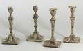 Two Pairs of Neoclassical Sheffield Plate Candlesticks