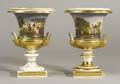 Pair Paris Porcelain Parcel Gilt Campagnaform Urns
