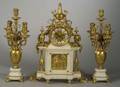 Three Piece Louis XVIstyle Gilt Bronze and Marble Barbedienne Clock Garniture