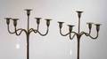 Pair of Renaissance Style Wrought Iron Fivelight Floor Candelabra