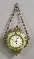 French Art Nouveau Earthenware and Ormolu Mounted Wall Timepiece