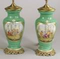 Pair of Paris Porcelain Vase Lamp Bases