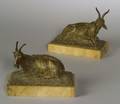 Pair of French Bronze Figures of Recumbent Goats