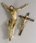 Two Carved Wood and Gesso Crucifix Figures
