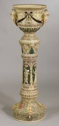 German Pottery Jardiniere on Pedestal
