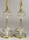 Pair of Colorless Cut Glass Lamps