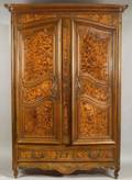Louis XV Elmwood and Mahogany Armoire