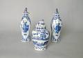 Pair of Chinese export blue and white garnitures