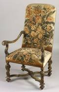 Louis XIV Style Tapestry Upholstered and Painted Beechwood Armchair
