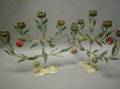 Pair of Painted Metal FiveLight Candelabra