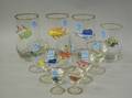 Group of Eleven French Enameled Sea Life Decorated Glasses and Stemware