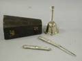 Two Sterling Silver Pocket Knives and a Cased Tea Bell