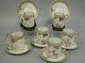 Set of Six RS German Handpainted Floral Decorated Porcelain Demitasse Cups and Saucers