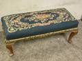 Queen Anne Style Needlepoint Upholstered Walnut Bench