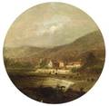 Attributed to Isaac Henzell British fl 18541875 Panoramic Landscape with Village and Washerwomen