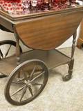 Mahogany Dropleaf Tea Cart with Tray