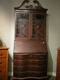 Chippendalestyle Mahogany Serpentine DeskBookcase