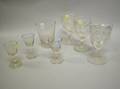 Seven Colorless Blown and Pattern Glass Goblets Cordials and a Glass